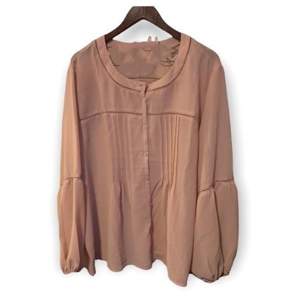 Maurices Blush Crepe Pintuck Peasant Blouse NWOT - Picture 5 of 5